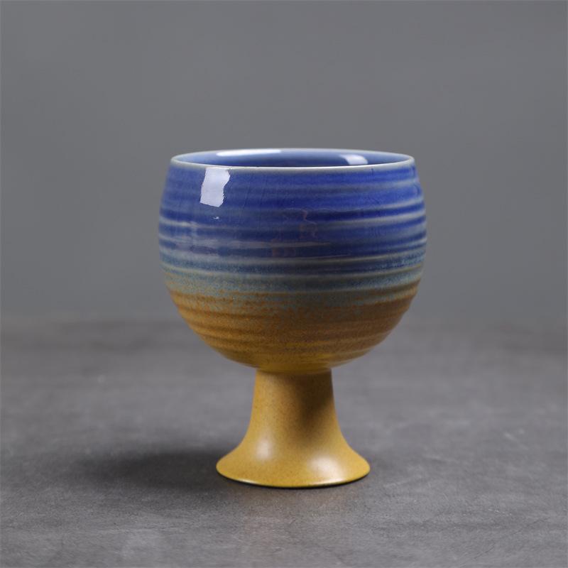 Kiln-Changed Ceramic Cup Tall Wine Glass Retro Small Capacity Wine Glass High Value Concentrated Coffee Cup Goods