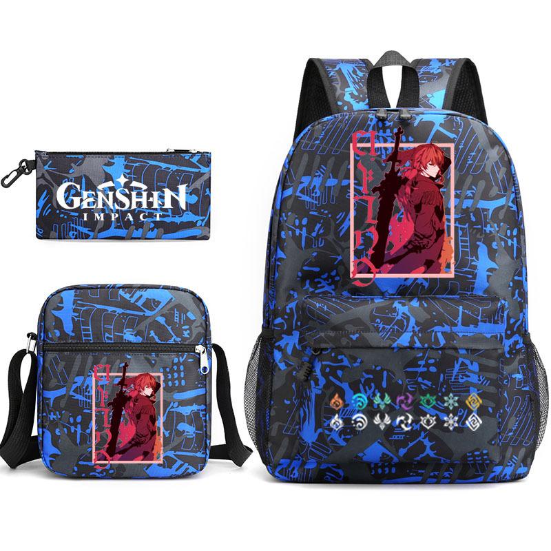 Genshinimpact Yuanshen School Bag Three-Piece Pencil Case Shoulder Bag Backpack