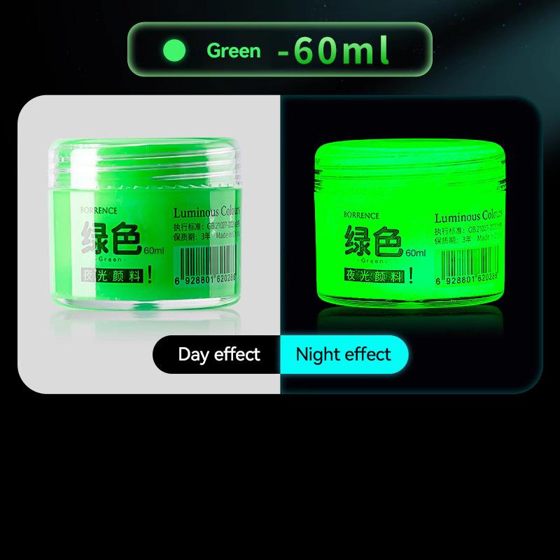 BORRENCE Fluorescent Pigment Luminous Paint 20/60ml 8 Colors Hand-Painted Graffiti DIY Glow-in-the-dark Waterproof Acrylic Paint