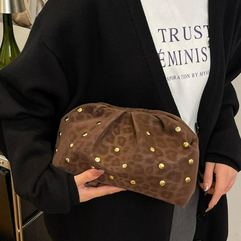 Trendy Women Hobo Bags Wrinkled Clutches Crossbody Dumpling Bag Studded Unique Comfortable Texture Handheld Bag for Ladies