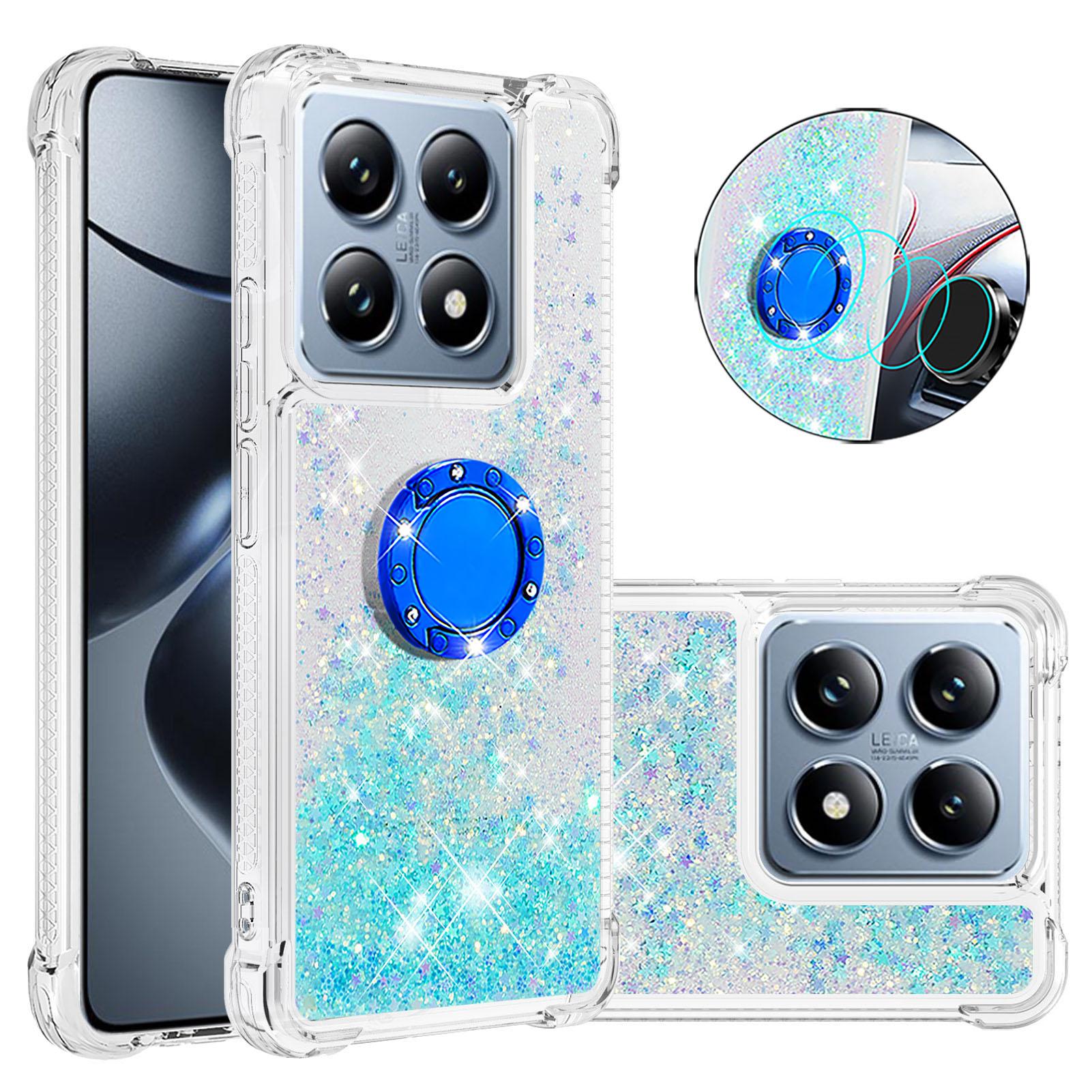 

For Xiaomi 14T Pro/Xiaomi 14T TPU Case with Kickstand Quicksand Shockproof Cover Blue/Pentagram