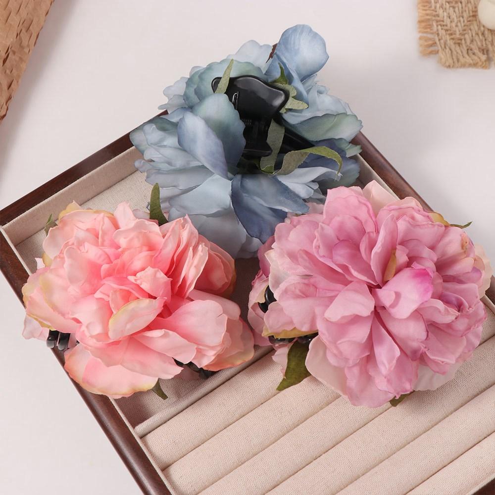 Ponytail Clip Artificial Flower Claw Clip Hairpin Large Shark Clip Peony Flower Hair Claw  Girl