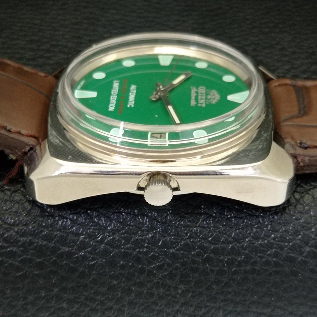 USED JAPAN VINTAGE ORIENT AUTOMATIC 46941 MENS GREEN COLOR DIAL WATCH a702213-5 R123-a702213