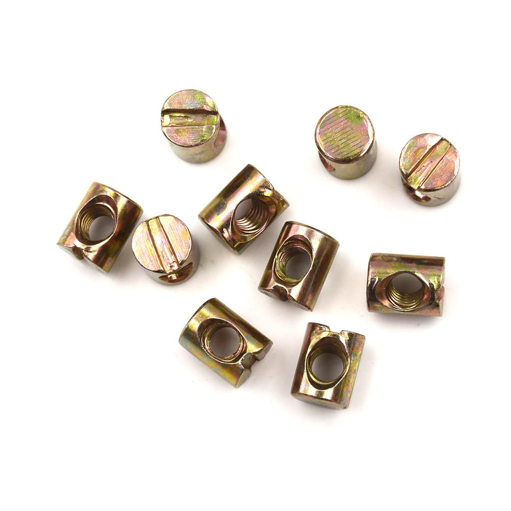 10 Stück M6 Zylinderkopfschrauben Mutter Querdübel Schlitzmöbelmutter für Betten Stuhl