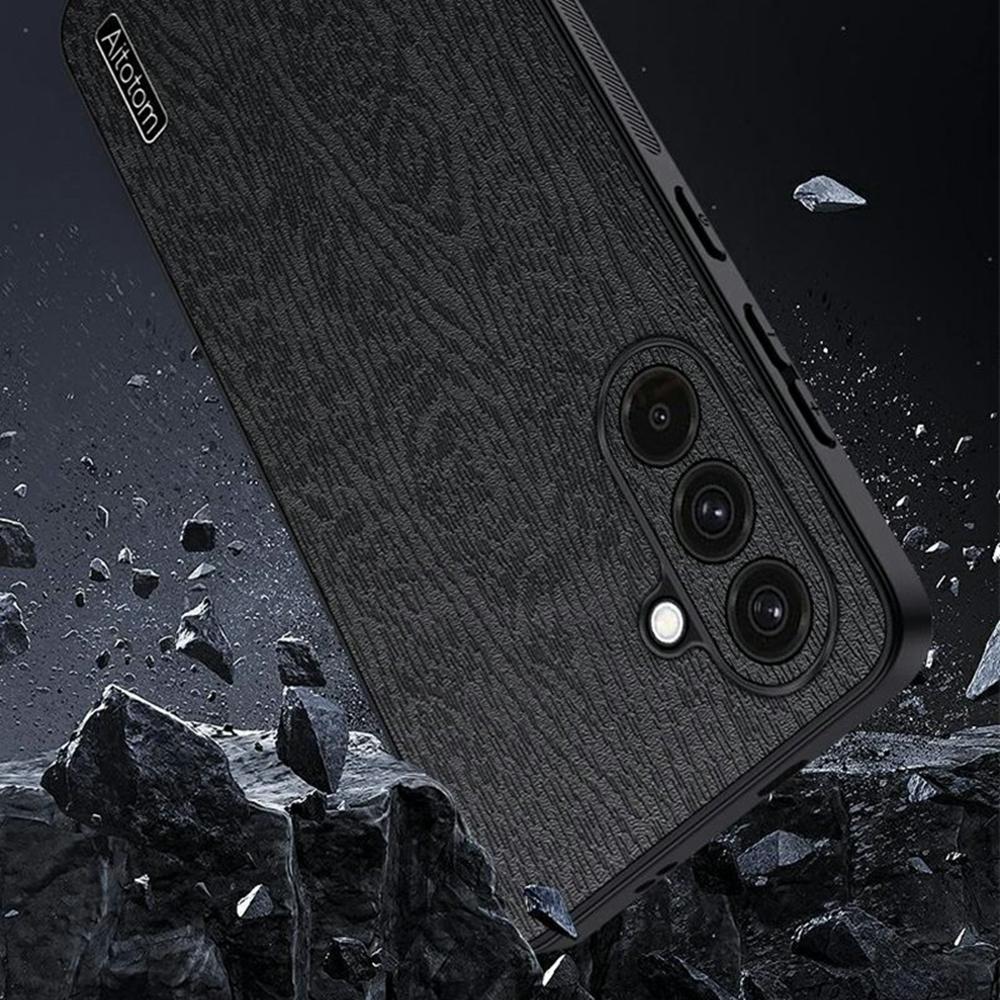 For Samsung Galaxy A57 5G Case Wood Texture PU Leather Coated PC TPU Phone Cover