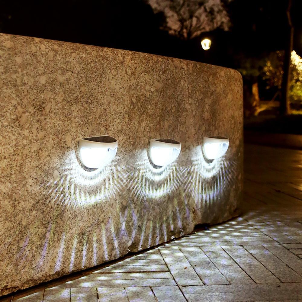 2PCS Waterproof LED Solar Step Lights, Outdoor Wall Mount Stair Lights, Auto On/Off Night Lights for Garden Pathway Yard Deck Decoration