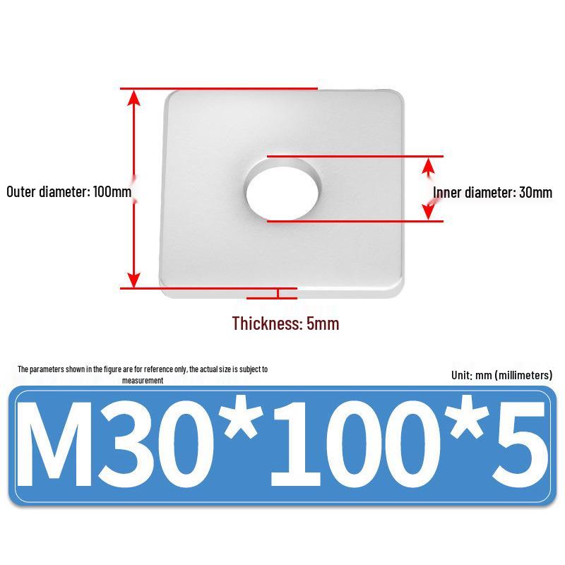 304 Stainless Steel Thickened Square Flat Washers M4-M24