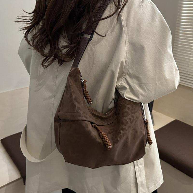 Fashi Leopard Print Crossbody Bag Lightweight Large Capacity Shoulder Bag Women's Casual Commuter Handbag Soft Dumpling Bag