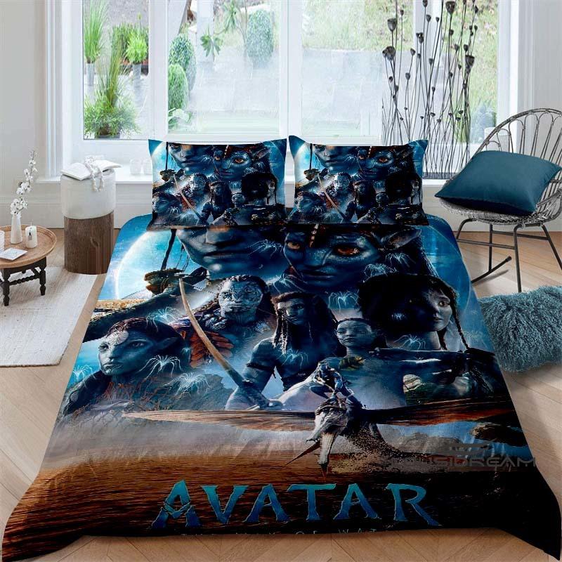The Avatar: The Way of Water Print Bedding Set Includes 1 Duvet Cover and 2 Pillowcases, Offering Luxurious Comfort.