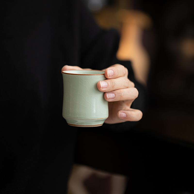 Japanese Ru Kiln Ceramic Tea Cup Creative Chinese Small Personal Cup Tasting Puer Tea Bowl Household Kung Fu Tea Set Accessories