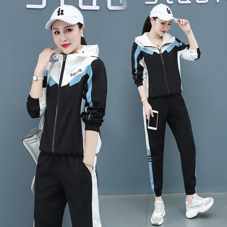 Womens Hooded Loose Comfort Two Piece Sports Suit Long Sleeve Fashion Set