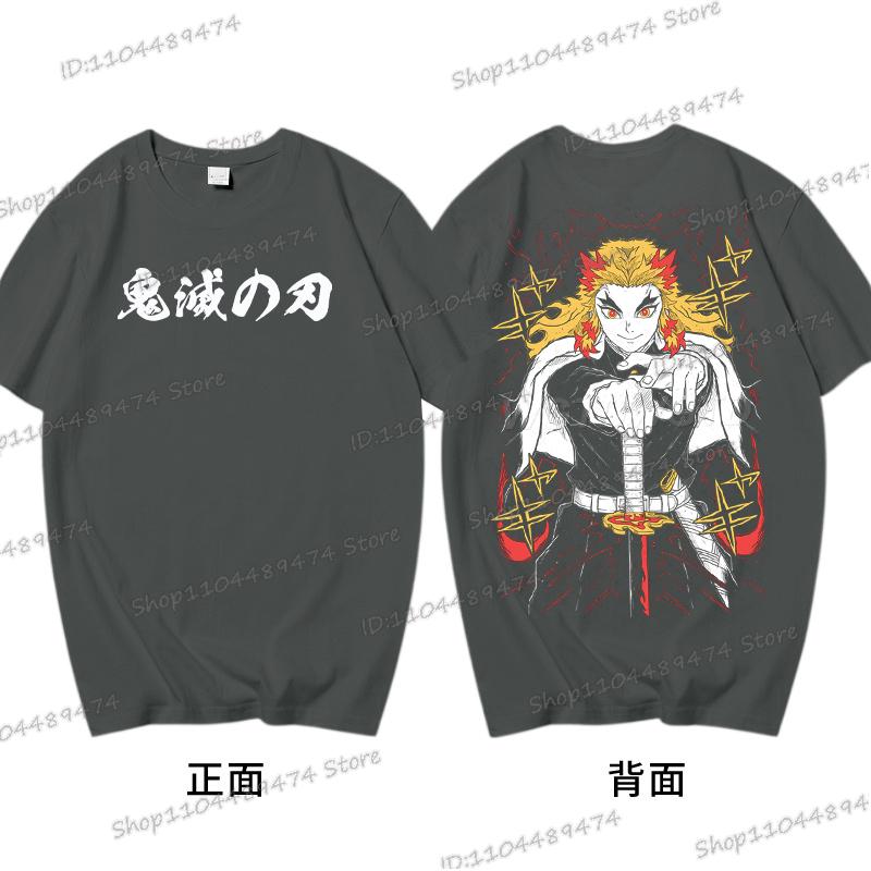 

Anime Demon Slayer Rengoku Kyoujurou T Shirt Men Women Vintage Cool Casual High Quality Cotton T-shirt Harajuku Comic Tops S