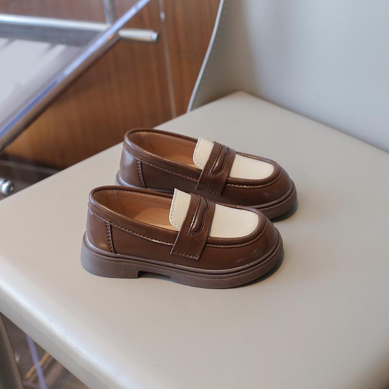 Kinder Slipper Patchwork Elegant Slipper Unisex Schule Jungen Mädchen Lederschuh Frühling Chunky PU-Leder Schick Kinderschuh 23-35