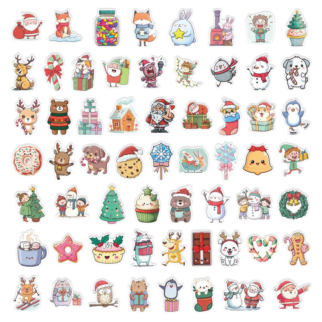 50pcs PVC Cartoon Christmas Snowman Stickers for Phone Cases & Laptops, DIY Decoration Set