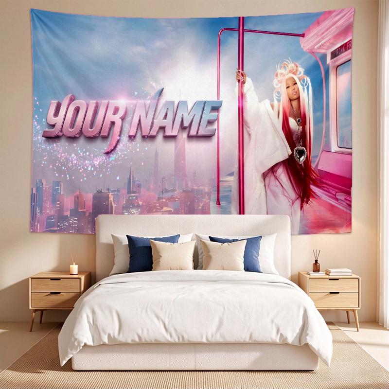 Nickiminaj (1) Custom Name Tapestry Wall Hanging Tapestry Wall Art Decor for Bedroom Living Room