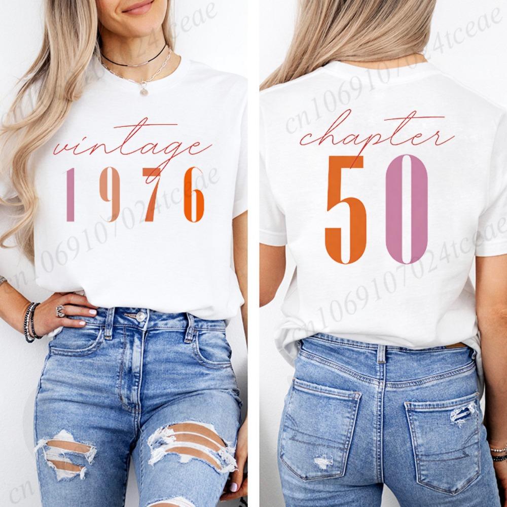 Modne damskie koszulki Odzież Vintage Koszulki Estetyczne na 50. Urodziny Klasyczne Koszulki z Graficznym Nadrukiem 50 Bday Codzienne Koszulki