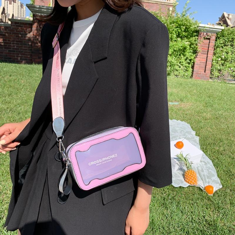 Summer transparent casual small bag women's new oblique span shoulder versatile fashion jelly bag small square bag