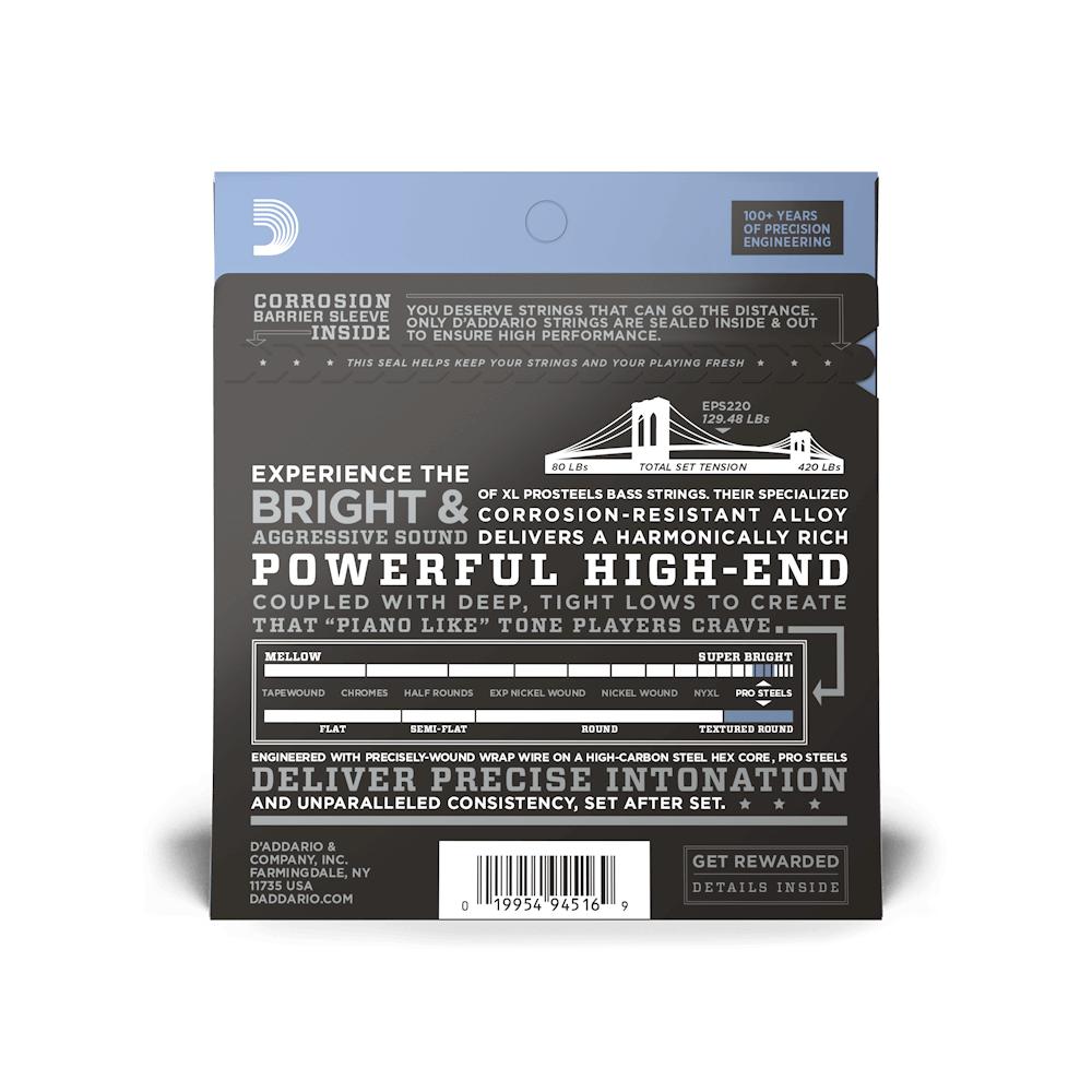 D'Addario ProSteels Bass Super Light Long Scale Strings 40-95 EPS220