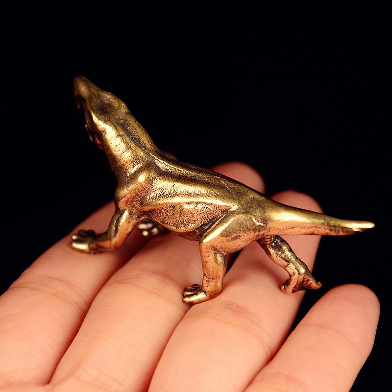Ancient Animal Dinosaur Statue Car Decoration Craft Home Decor Accessories Retro Brass Dinosaur Miniature Figurines