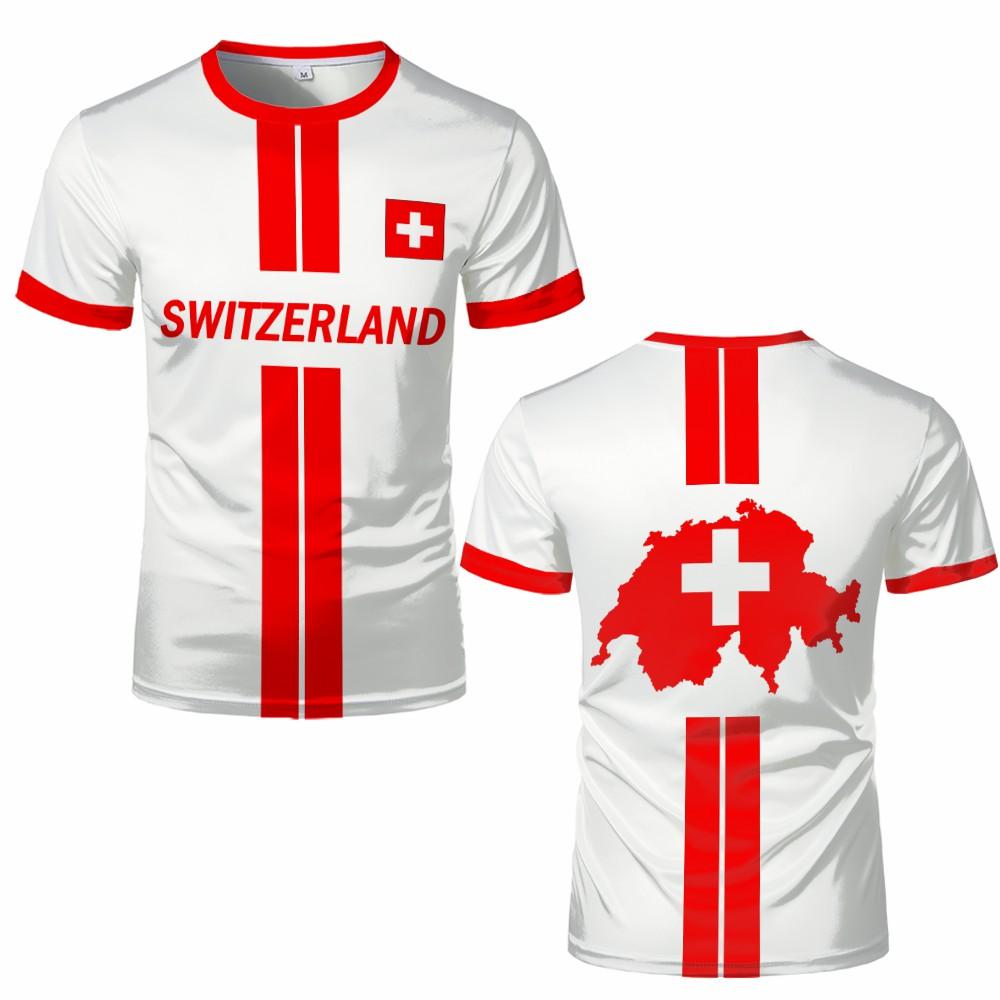 Swiss Map Flag Pattern Football T-shirt Summer Men's Casual Sports Shirt 3D Printing Design Fashionable Short Sleeved O-neck Clothing