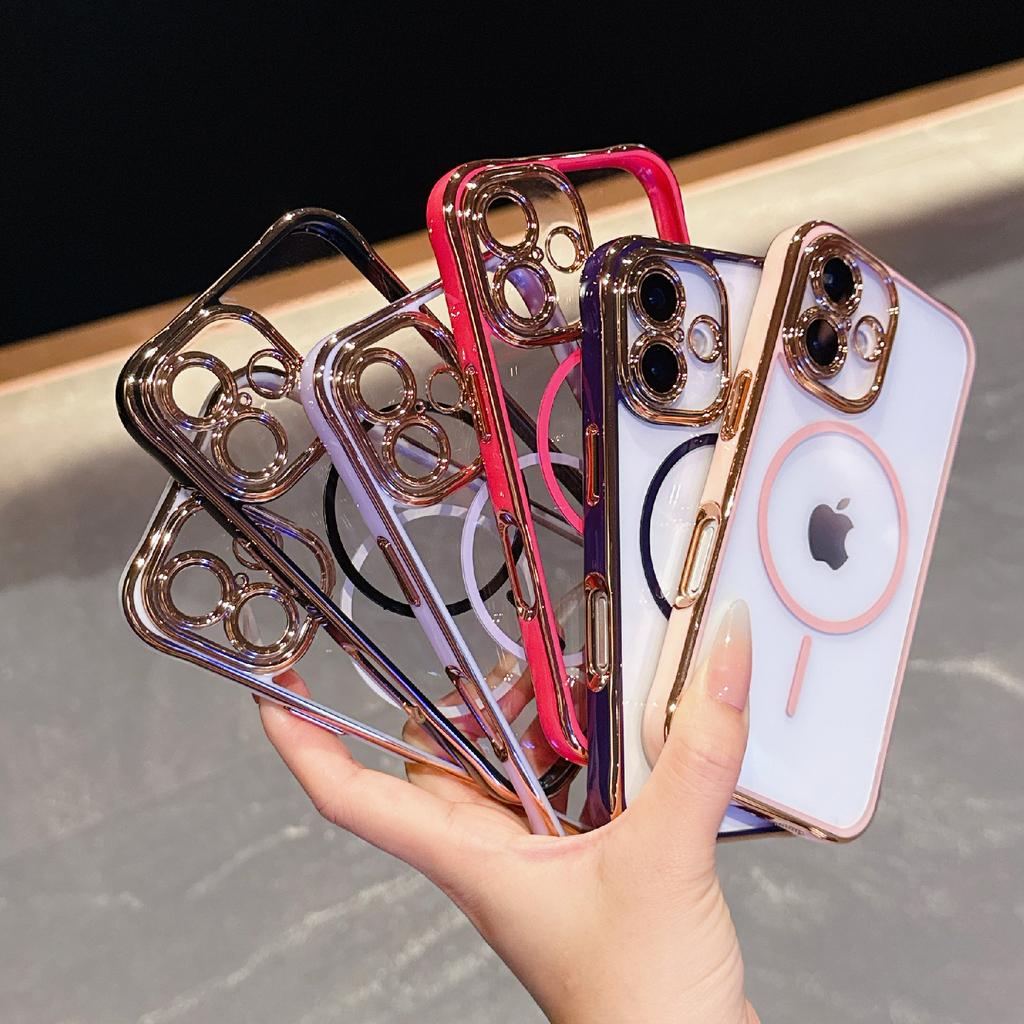 For iPhone 16 Magnetic Case TPU Acrylic Phone Cover with Detachable Lens Frame