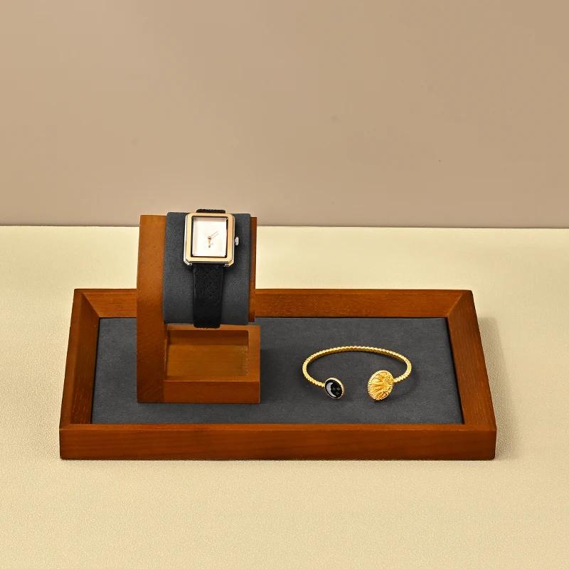 Solid Wood Watches Display Stands Base Watch Necklace Bracelet Organizer Rack Bangle Scrunchie Headband Showcase Stands