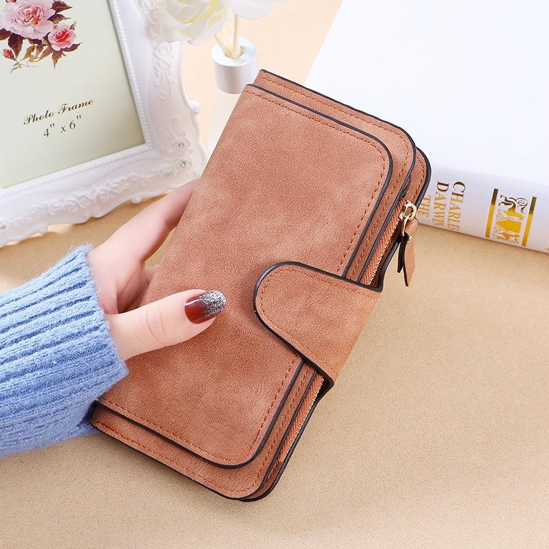 Women's Wallet Fashion Women's Bag Multi-card Position Women's Wallet Frosted Two-color Fabric