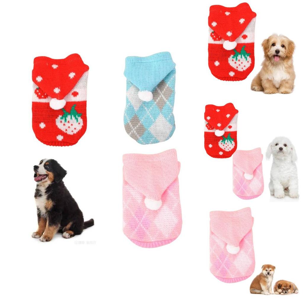 Cozy Winter Pet Sweater With Hood Knitted Dog And Cat Clothes Available Now
