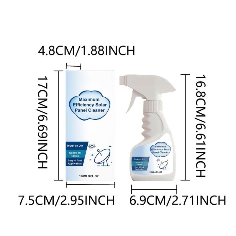 Photovoltaic Panel Cleaner 120Ml/4 Floz JAKEHOE Not-Abrasive Splash for Dirt Buildups Glass Panels, Outdoor Solar Surfaces Routine Care