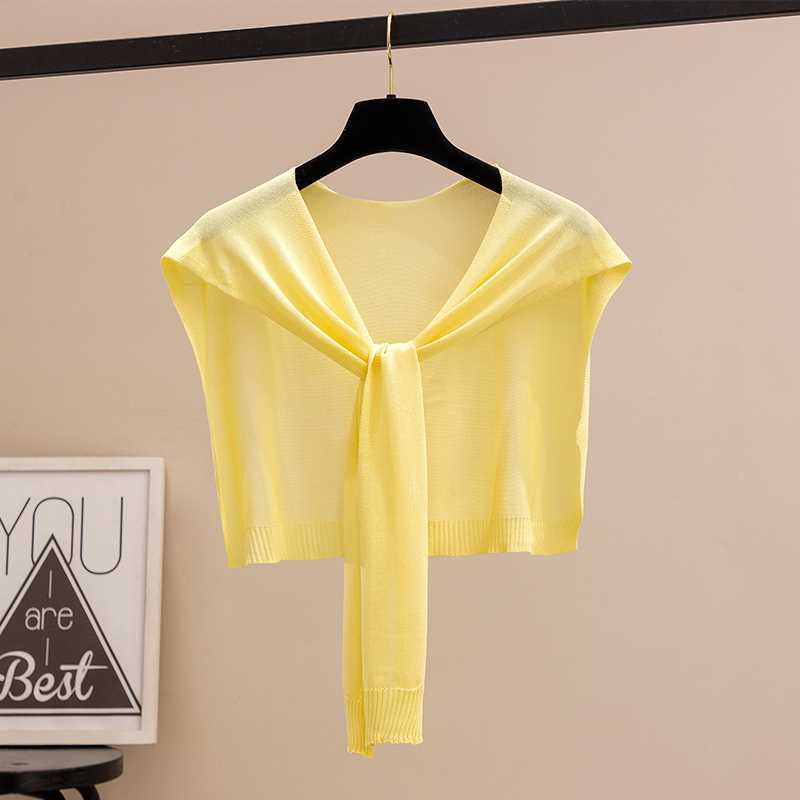 Ice Silk Thin Breathable Comfortable Shawl Versatile Solid Color Sunscreen Shoulder Pads Air Conditioner Knotted Shawl Knitting