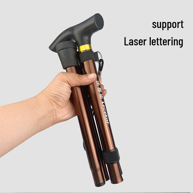 Outdoor Folding Telescopic Trekking Pole - Five-Section Walking Stick for Elderly
