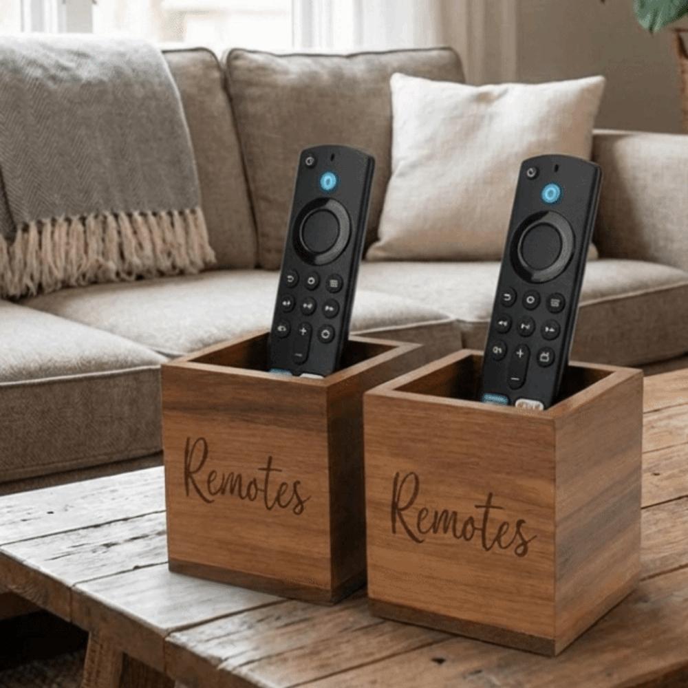 Remote Container Wood Remote Control Holder Simple Vintage Style Pen Holder Decorative Desktop Stationery Box for Living Room
