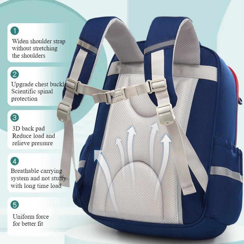 Trendy England School Bags for Primary School Students Grade 1-3-6 Scientific Spinal Protection Oxford Waterproof Backpack Unisex Multi-layer Book Bag