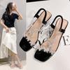 Rhinestone Women's Sandals 2025 Summer Fashion Versatile Outdoor High-heeled Women's Shoes Elegant Large Size Formal Women Shoes