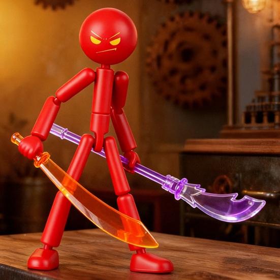 Posable Stickman Action Figure with DIY Accessories Stress Relief Movable Joints Stickman Fidget Toy Desktop Decoration Collectors Gift