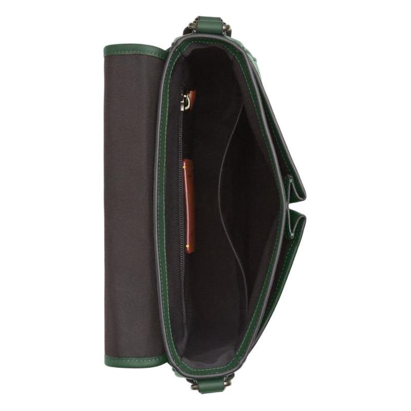Coach Sprint 25 Printed Logo Leather Shoulder Crossbody Bag Medium Unisex Couple Style Hunter Green