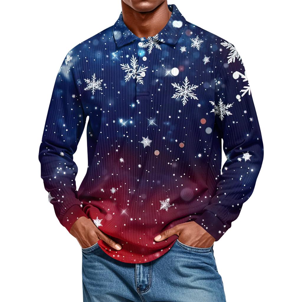 Men's Casual Style Solid Color Loose  Shirt Long-sleeved Top