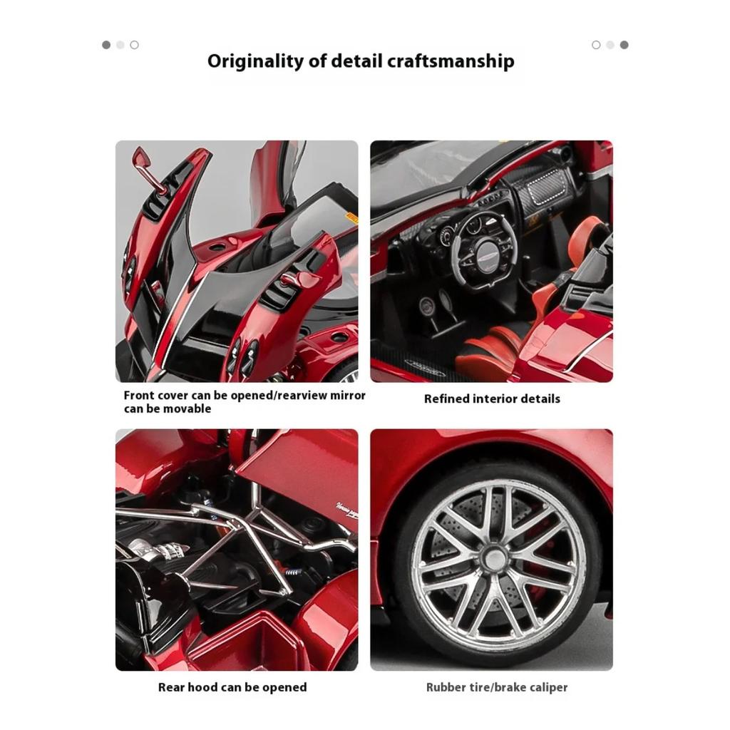 1/18 Pagani Huayra Cool Alloy Sports Car Model, Simulated Interior Details, Cool Lighting and Sound Effects, Exquisite Desktop Ornaments