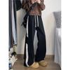 Mens Vintage 3-Stripes Washed Jeans Loose Wide Leg Streetwear Casual Pants