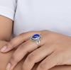 Lapis Lazuli Flower Statement Ring, 925 Sterling Silver, Minimalist Floral Ring for Women