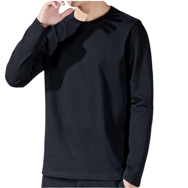 T-Shirt Für Herren Baumwolle Langarm-T-Shirts Einfarbige Herrenbekleidung Vollständige Ärmellänge Für Frühling Und Herbst Unterhemden