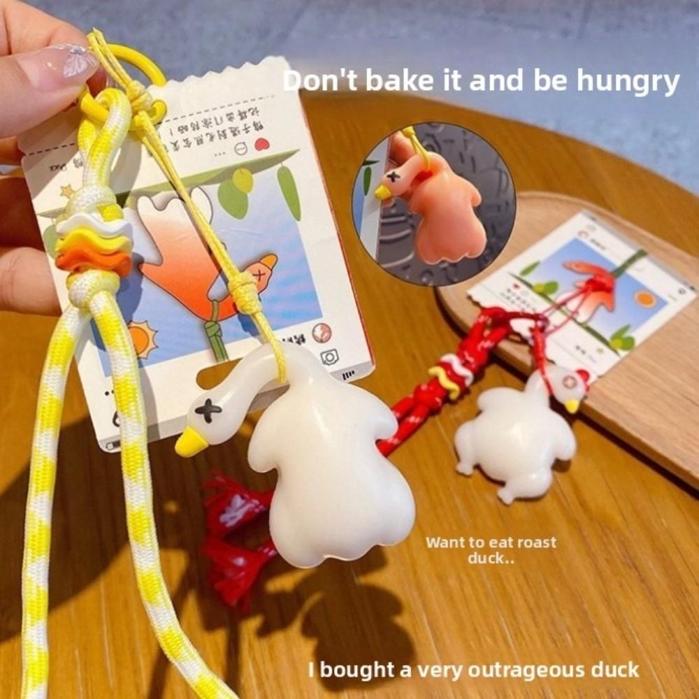 Funny Roast Duck Pendant Cartoon Barbecue Skewers Keychain  Backpack Decor