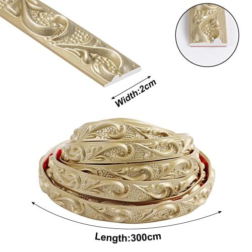 JUNART PVC Molding Trim, 300cm x 2cm, 3D Wallpaper Border, Ceiling Coving, Flexible Ceiling Molding Trim for Mirror Edges, TV Backdrops, Baseboards, C