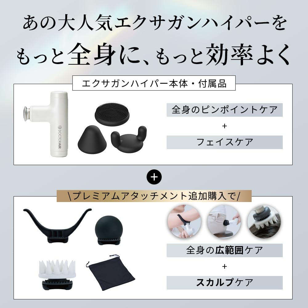 Doctor Air Official Store ExaGun Hyper Premium Attachment ExaGun Hyper Dedicated Pouch Included Curved Spherical Scalp Attachment Scalp Care Neck Arms