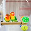 Wood Bird Perch Stand With Rotating Bells Balls Cage Exercise Toy For Conures Parrotlets Cage Entertainment Activity Toy