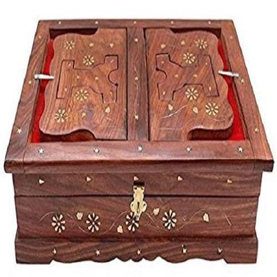 Wood Rectangular Hand Carved Rihal Holy Book Stand and Box