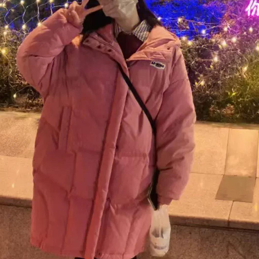 Li Ning Logo Print Mid-Length Hooded Down Jacket Women Outerwear Blackcurrant AYMR048-3