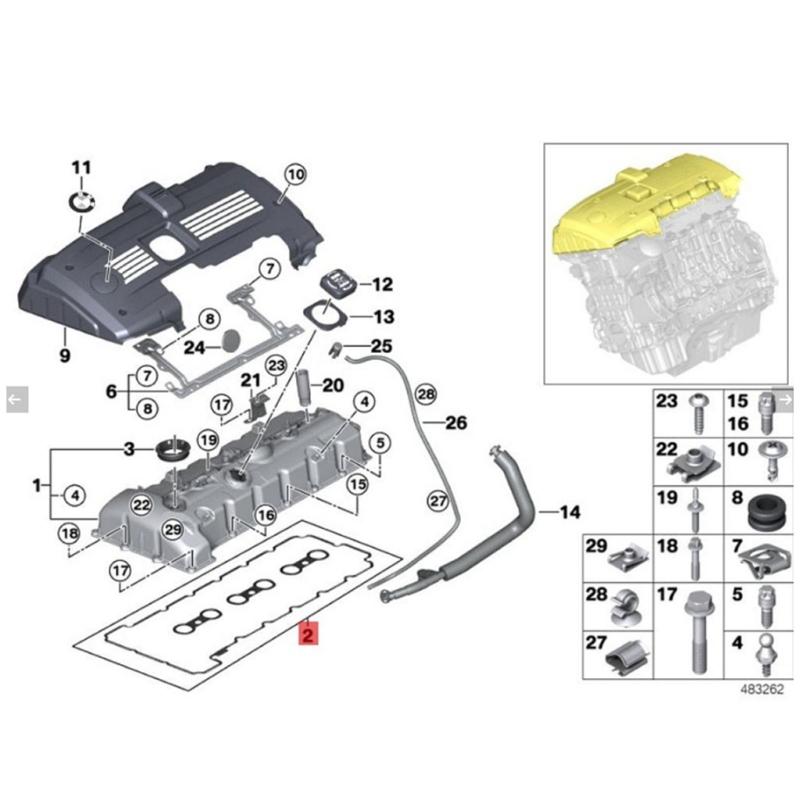Engine Valves Cover Gasket Set 11127582245 11127552280 11127528242 for E87 E90 E92 E93 F10 E64 E63 Replacement Gasket