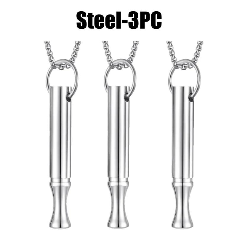 Fashion Necklace Meditation Breath Stainless Steel Whistle Pendant Anxiety Relief Stress Reduction Jewelry Accessory