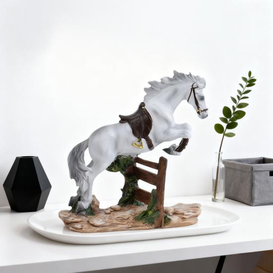 Running Horse Statue Miniature Pony Figurine Resin Simulation Animal Sculpture Home Office Bookshelf Decoration Ornament